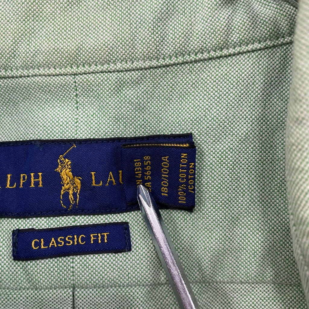 RALPH LAUREN　ラルフローレン　半袖ボタンダウンシャツ　オックスフォード　緑　グリーン　Lサイズ