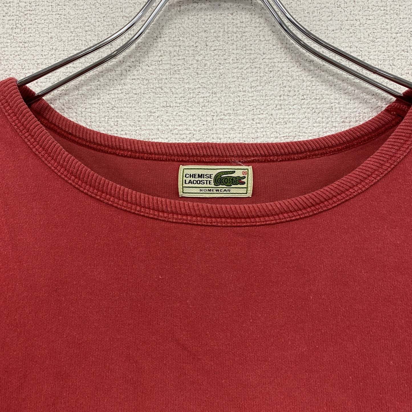 LACOSTE　ラコステ　長袖Tシャツ/ロンT　フェード　ボーダー柄　ワンポイント　赤　レッド　Lサイズ