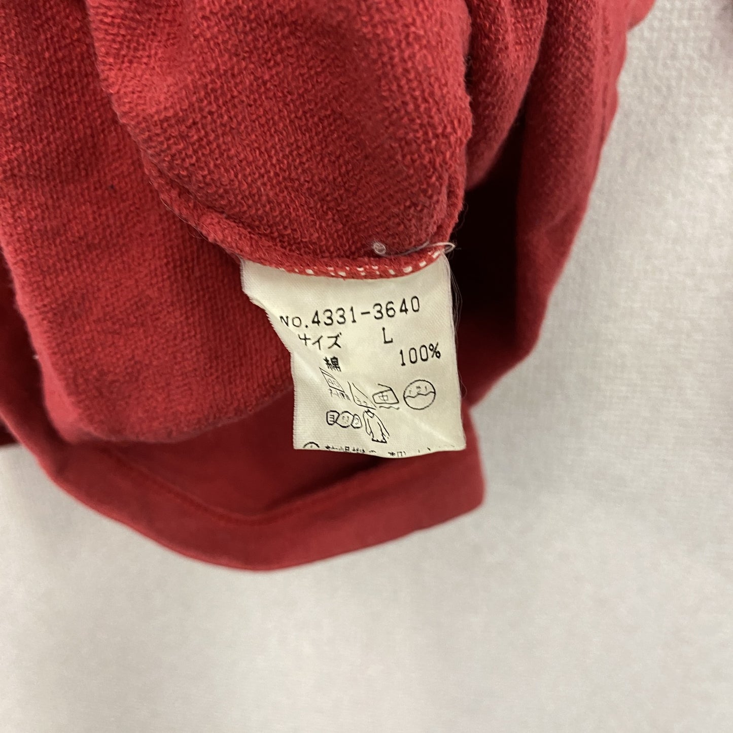 LACOSTE　ラコステ　長袖Tシャツ/ロンT　フェード　ボーダー柄　ワンポイント　赤　レッド　Lサイズ