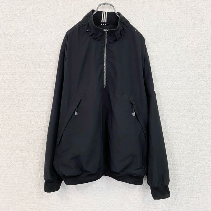 adidas　アディダス　プルオーバージャケット　ハーフジップ　黒　ブラック　XLサイズ
