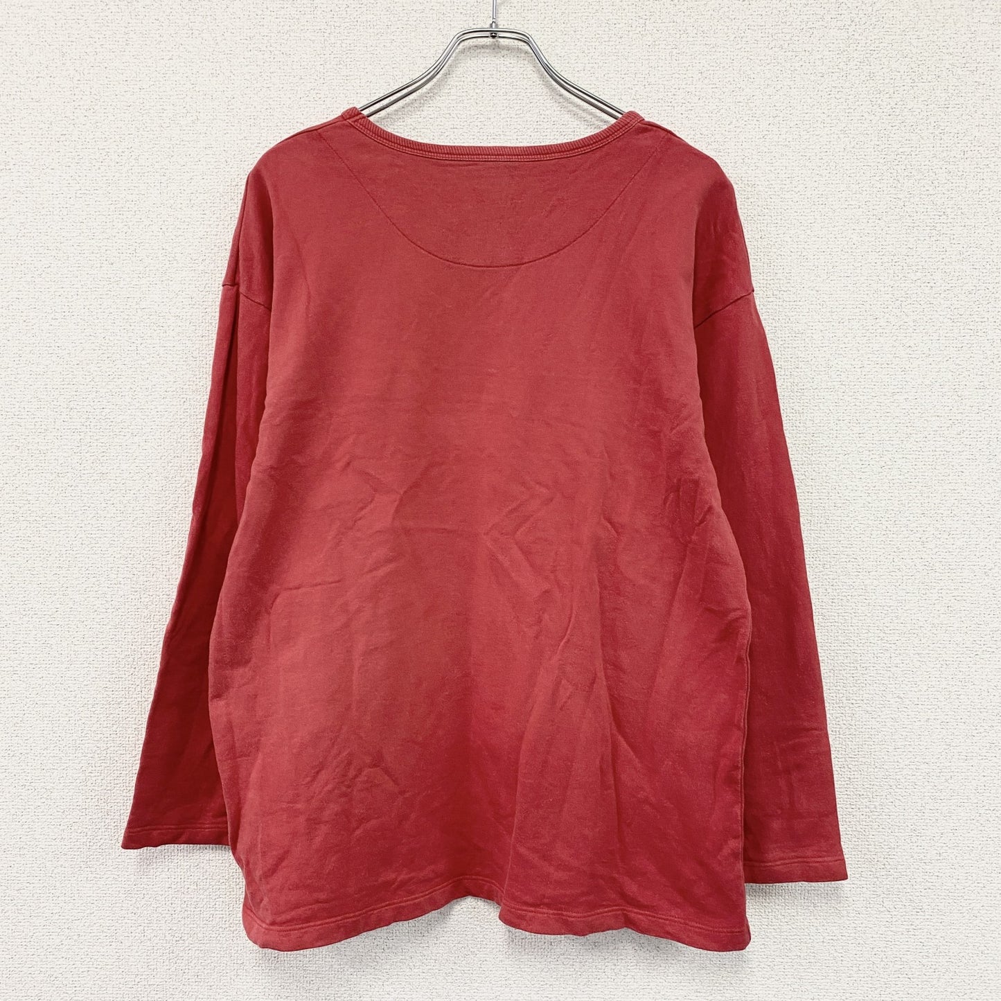 LACOSTE　ラコステ　長袖Tシャツ/ロンT　フェード　ボーダー柄　ワンポイント　赤　レッド　Lサイズ