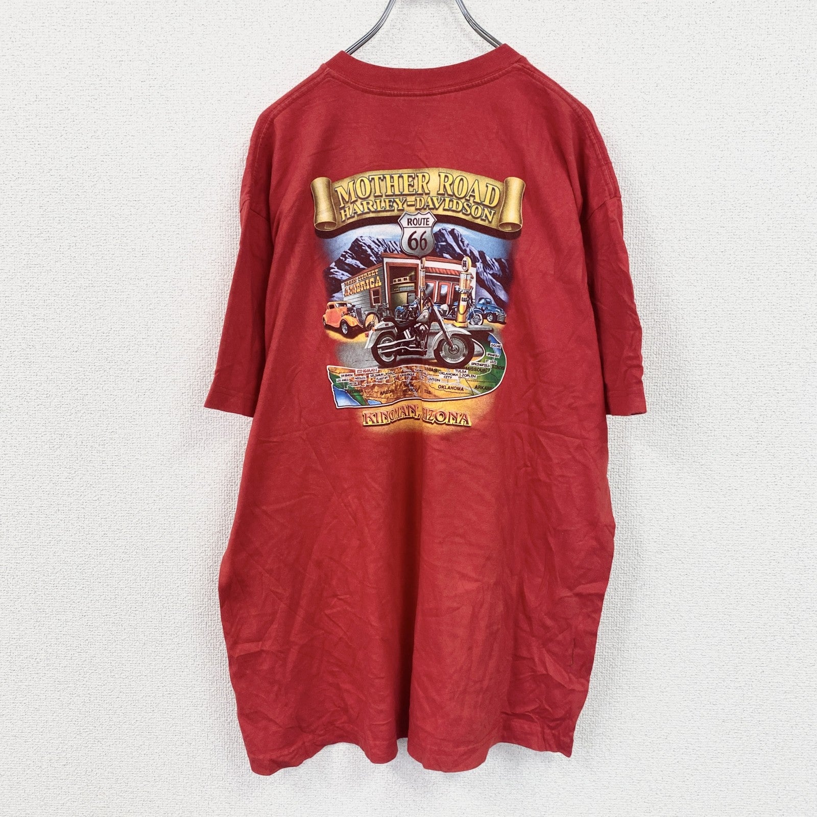 HARLEY DAVIDSON　ハーレーダビッドソン　半袖プリントTシャツ　赤　レッド　XLサイズ