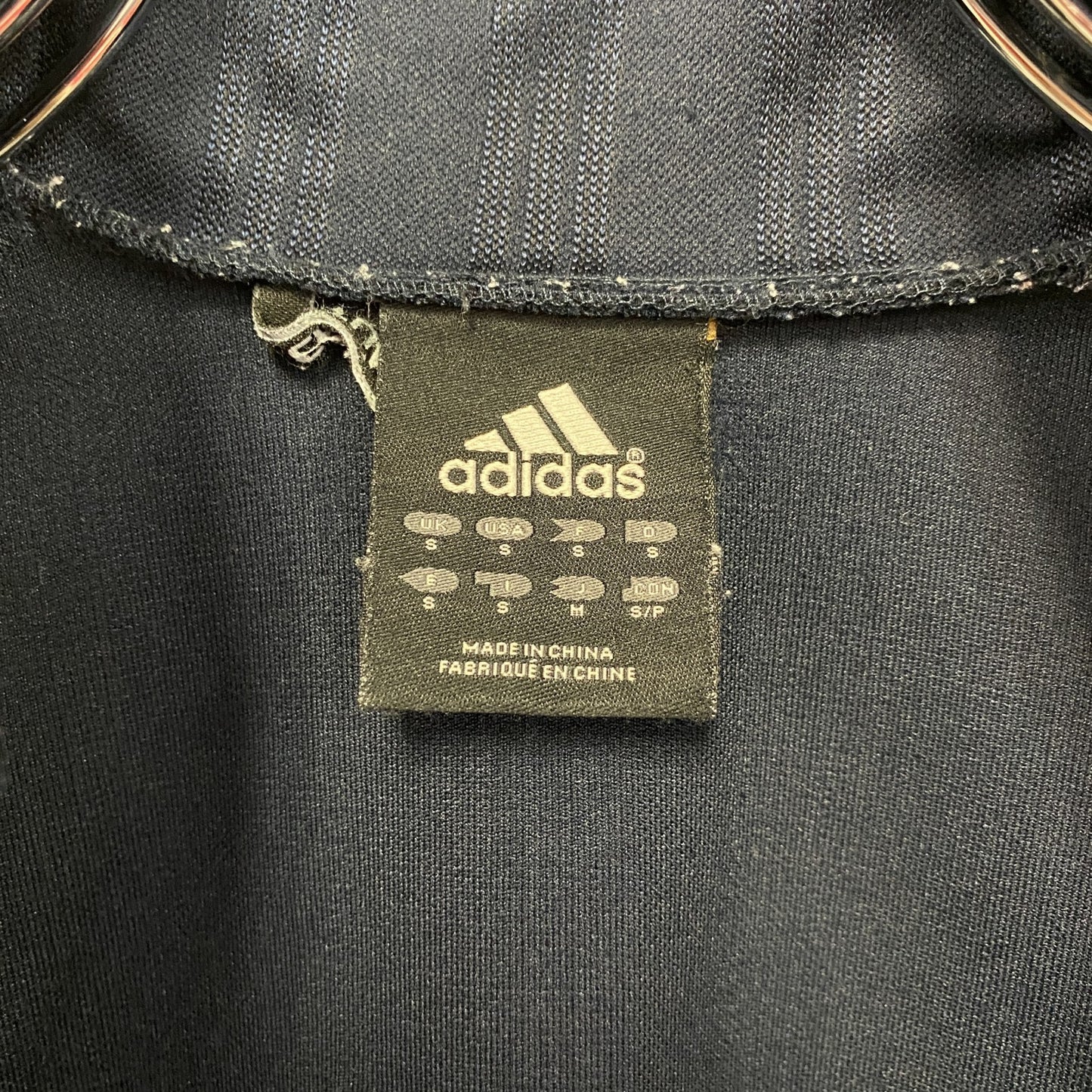 adidas　アディダス　CLIMALITE　トラックジャケット/ジャージ　パフォーマンスロゴ　ラグランスリーブ　ネイビー　Mサイズ