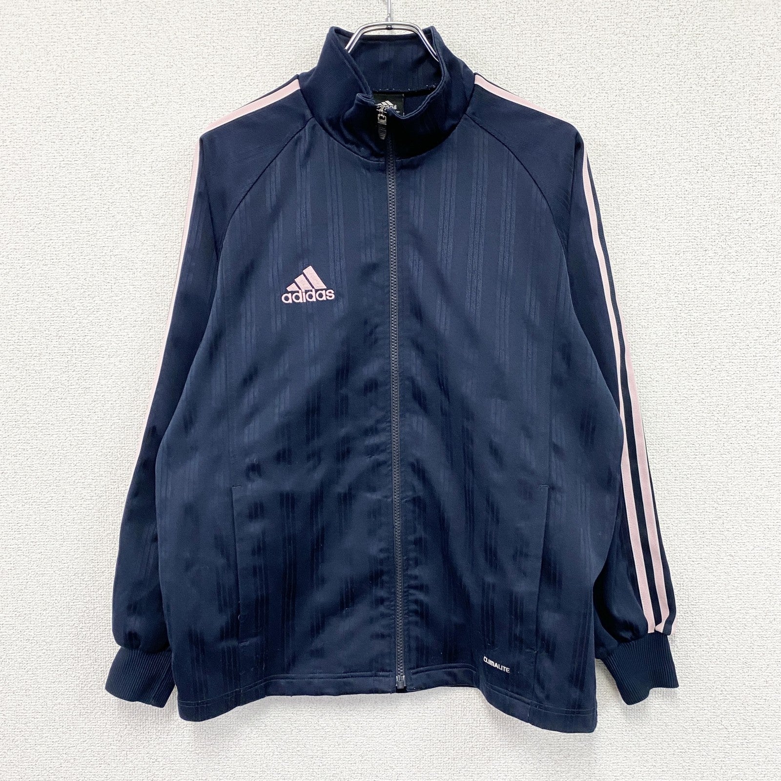 adidas　アディダス　CLIMALITE　トラックジャケット/ジャージ　パフォーマンスロゴ　ラグランスリーブ　ネイビー　Mサイズ