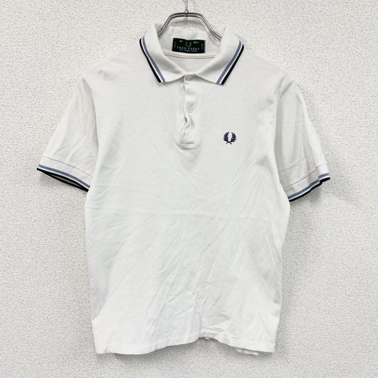 FRED PERRY　フレッドペリー　半袖ポロシャツ　刺繡ロゴ　白　ホワイト　40サイズ