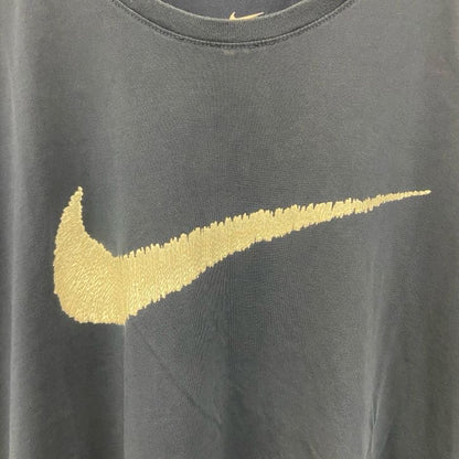 古着 used　NIKE　ナイキ　半袖プリントTシャツ　スウッシュロゴ　DRI-FIT　レトロデザイン　紺　ネイビー　XLサイズ