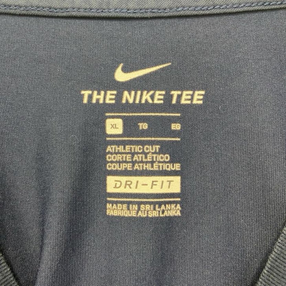古着 used　NIKE　ナイキ　半袖プリントTシャツ　スウッシュロゴ　DRI-FIT　レトロデザイン　紺　ネイビー　XLサイズ