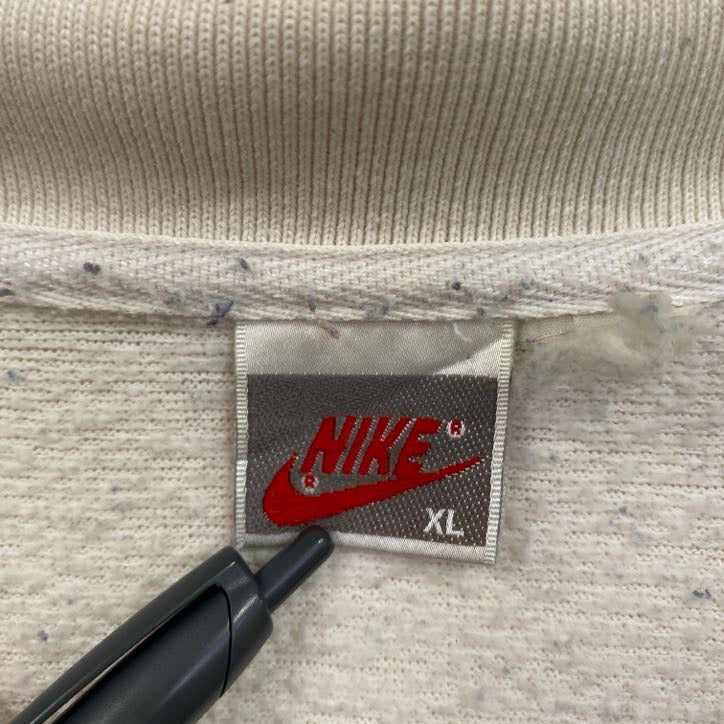 ～90s　NIKE　ナイキ　長袖ポロシャツニット　銀タグ　ヴィンテージ　ホワイト　ネイビー　ライトブルー　XLサイズ