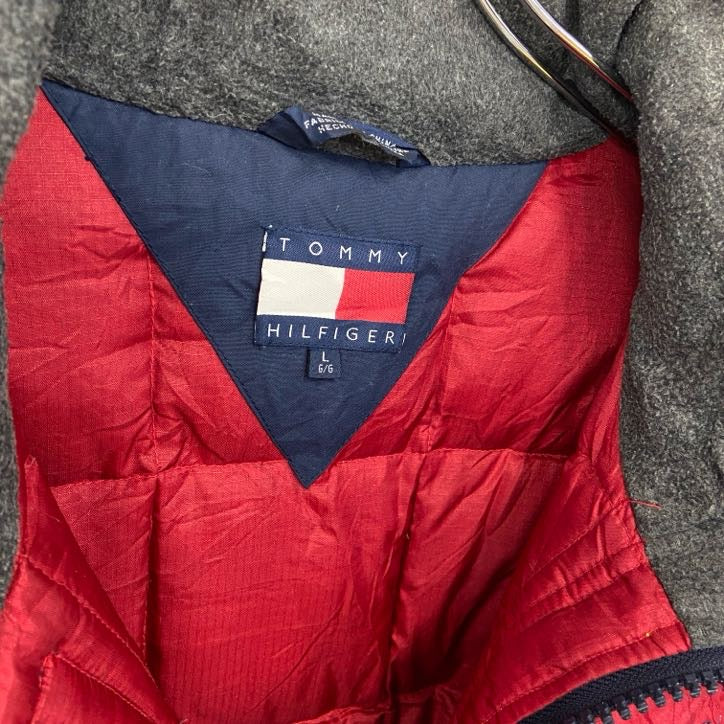 TOMMY HILFIGER　トミーヒルフィガー　フルジップダウンジャケット　バイカラー　紺　ネイビー　Lサイズ