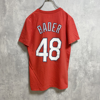 古着 used　Majestic マジェスティック　MLB　カージナルス　半袖ロゴプリントTシャツ　バックプリント　赤　Sサイズ