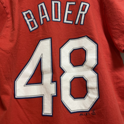 古着 used　Majestic マジェスティック　MLB　カージナルス　半袖ロゴプリントTシャツ　バックプリント　赤　Sサイズ