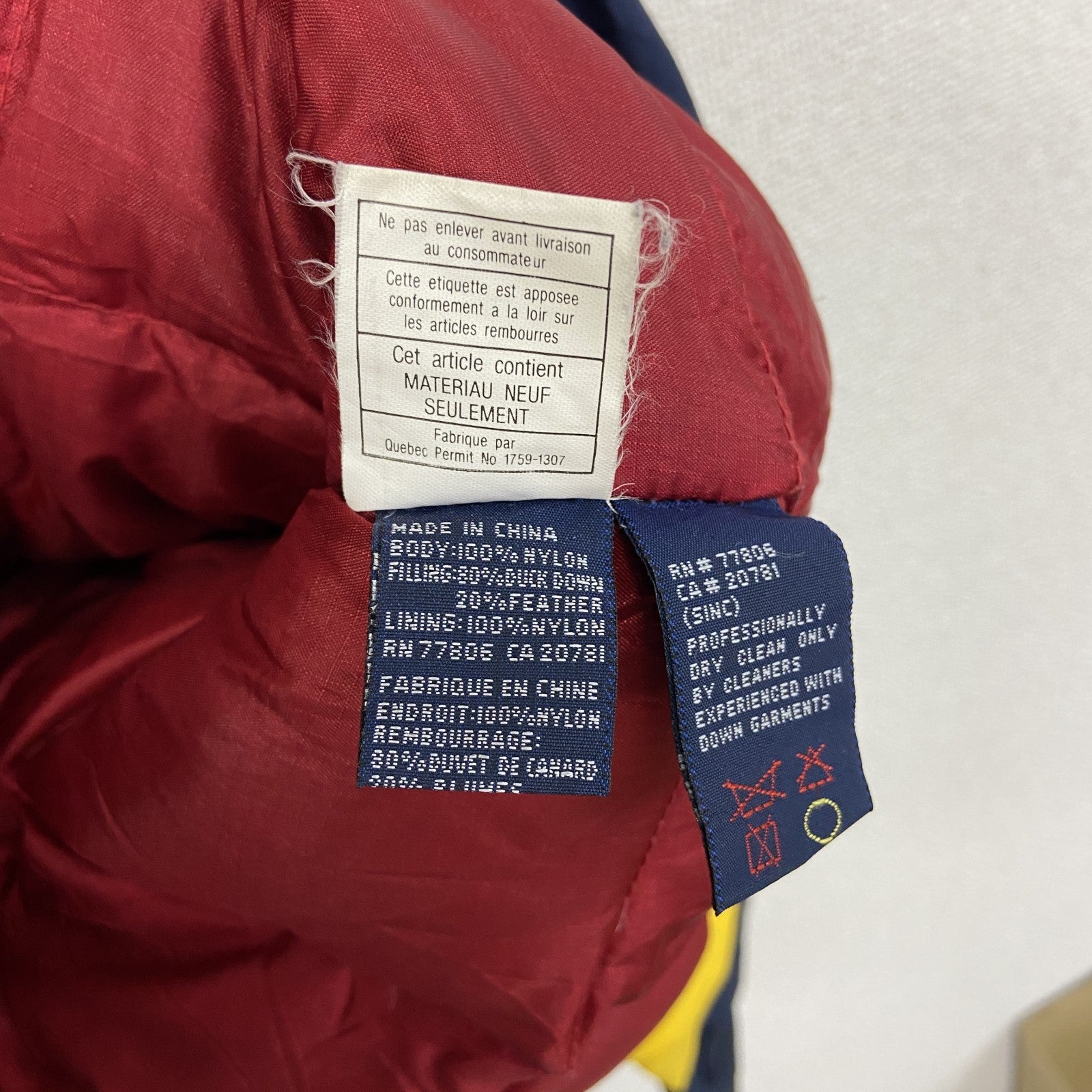 TOMMY HILFIGER　トミーヒルフィガー　フルジップダウンジャケット　バイカラー　紺　ネイビー　Lサイズ
