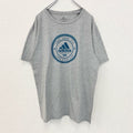 古着 used　adidas　アディダス　半袖ビッグロゴプリントTシャツ　THREE STORIPU LIFE　グレー　Lサイズ