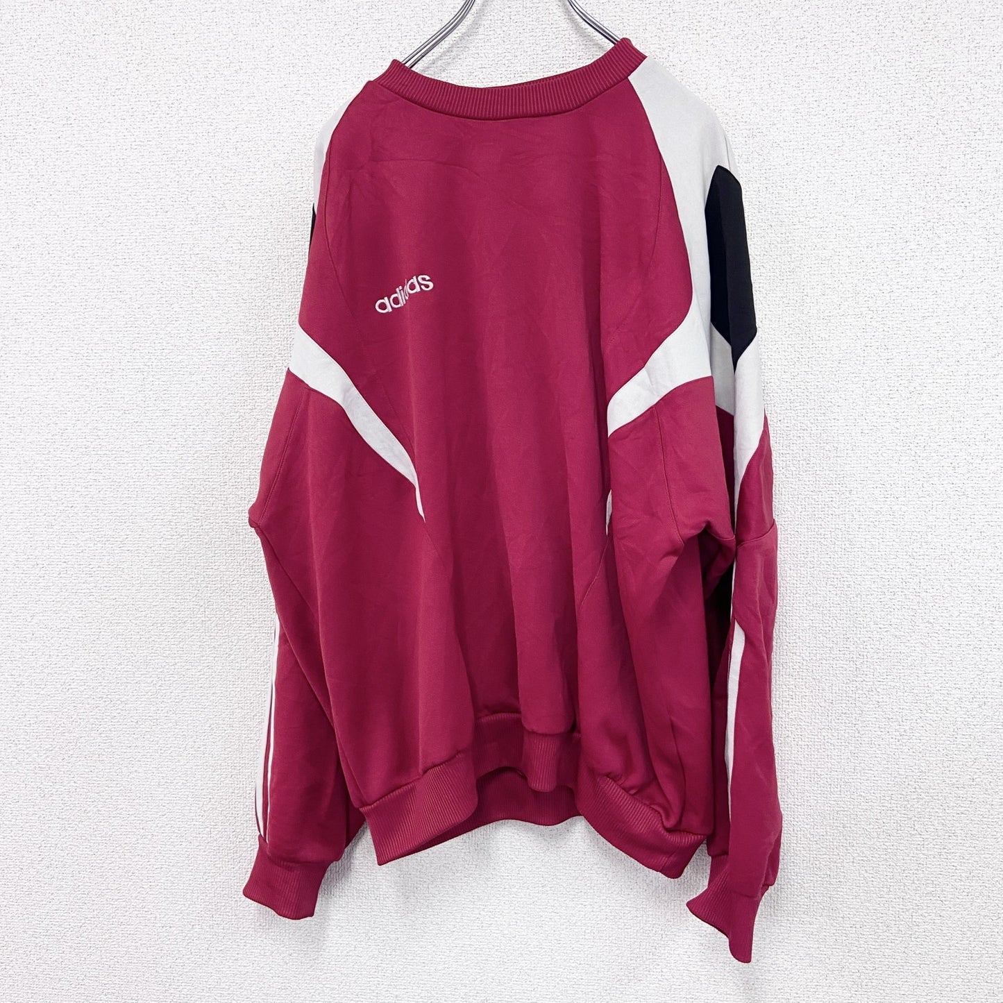 90s　adidas　アディダス　スウェット/トレーナー　刺繍ロゴ　ヴィンテージ　赤　レッド　F192サイズ