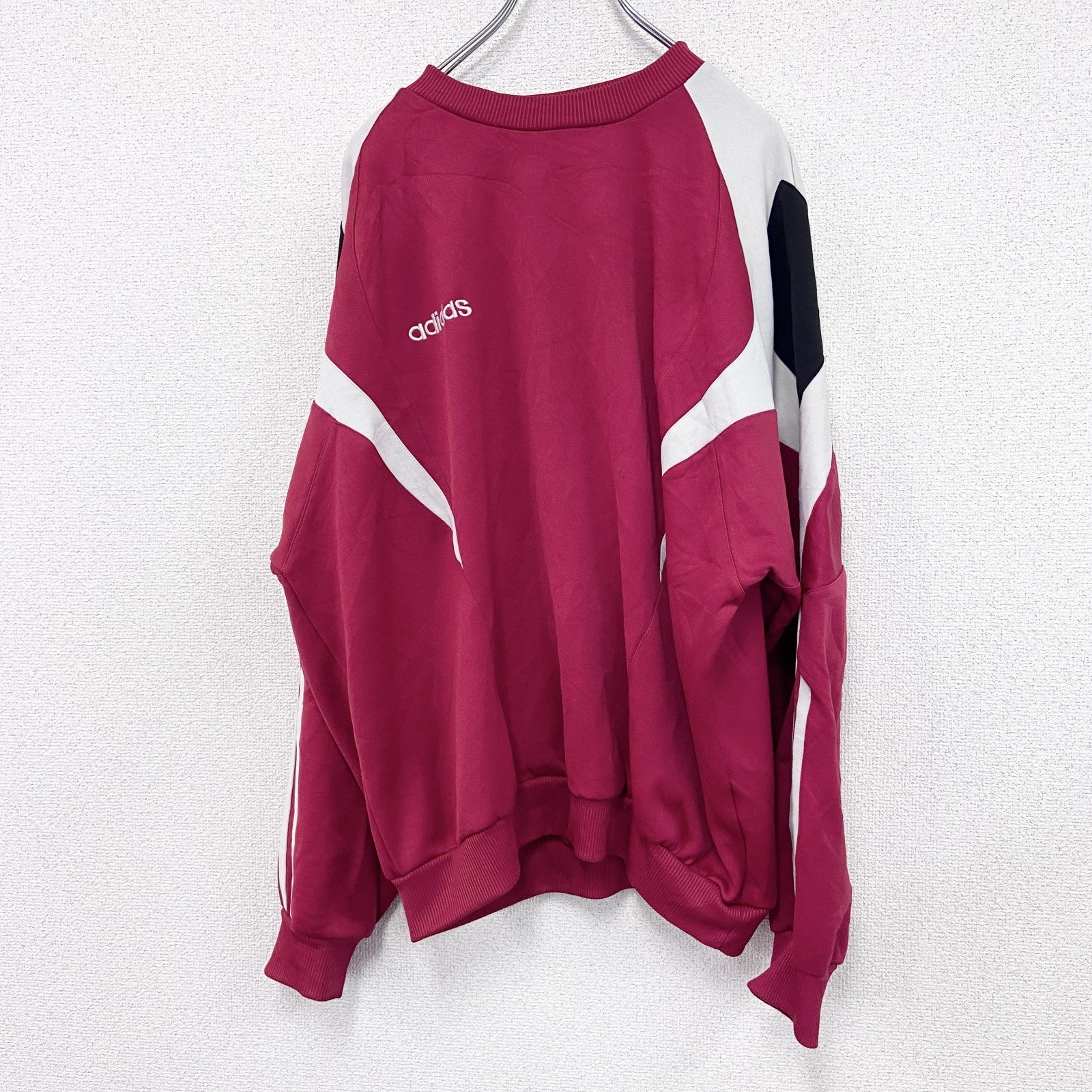 90s　adidas　アディダス　スウェット/トレーナー　刺繍ロゴ　ヴィンテージ　赤　レッド　F192サイズ