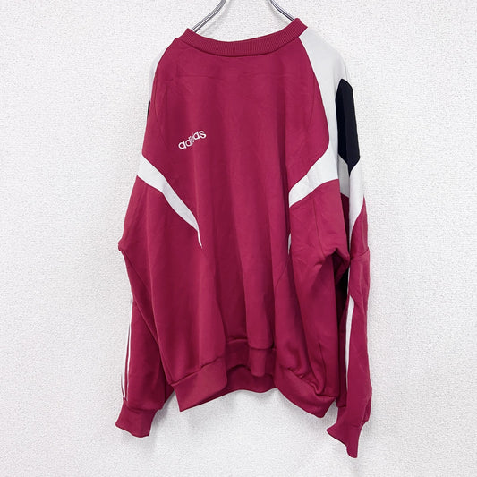 90s　adidas　アディダス　スウェット/トレーナー　刺繍ロゴ　ヴィンテージ　赤　レッド　F192サイズ