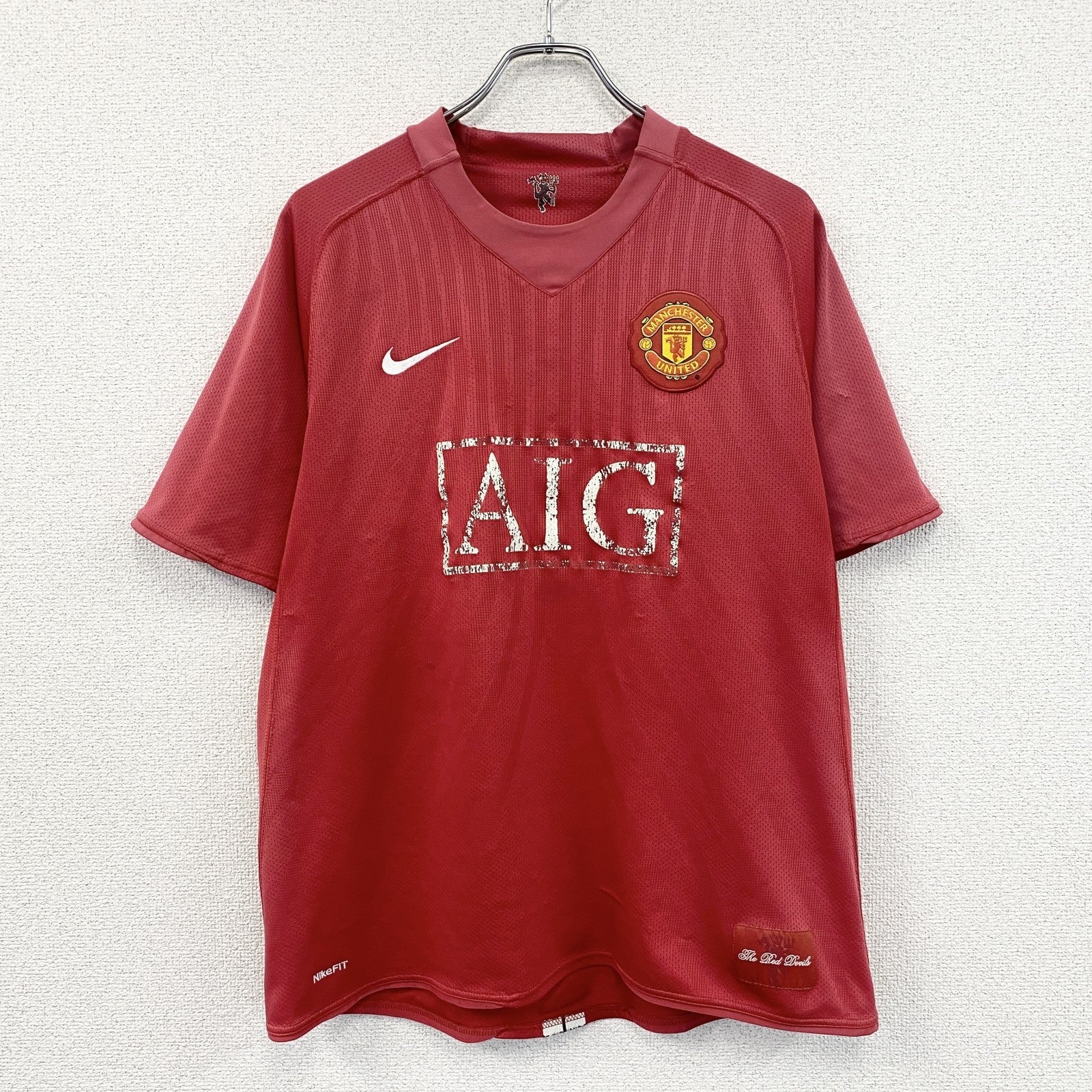 NIKE　ナイキ　MUFC　マンチェスターユナイテッド　オーウェン・ハーグリーブス　半袖Tシャツ　レッド　Lサイズ