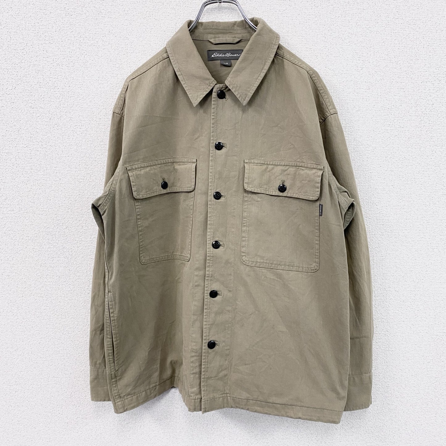 Eddie Bauer　エディーバウアー　長袖シャツジャケット　フラップポケット　ベージュ　Sサイズ