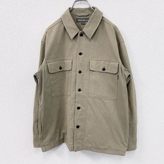 Eddie Bauer　エディーバウアー　長袖シャツジャケット　フラップポケット　ベージュ　Sサイズ