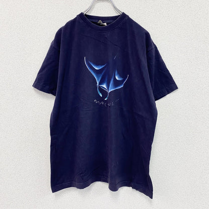Island Art　半袖プリントTシャツ　マンタ　紫　パープル　XLサイズ