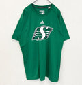 古着 used　adidas　アディダス　半袖フットボールプリントTシャツ　サスカチュワン ラフライダーズ　カナダ　緑　XLサイズ