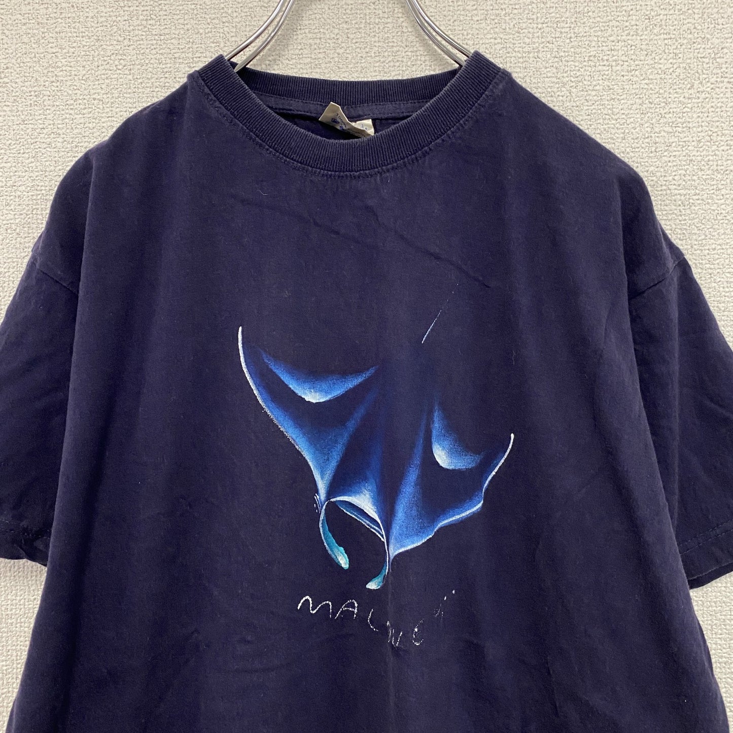 Island Art　半袖プリントTシャツ　マンタ　紫　パープル　XLサイズ