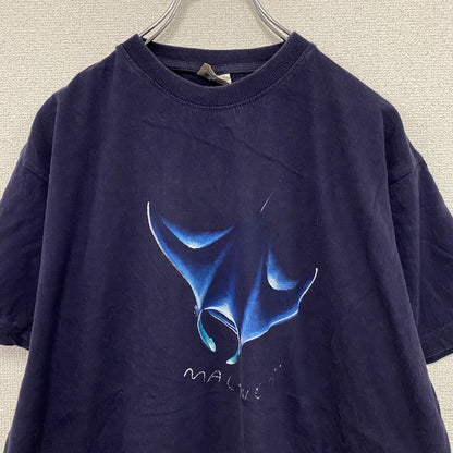 Island Art　半袖プリントTシャツ　マンタ　紫　パープル　XLサイズ
