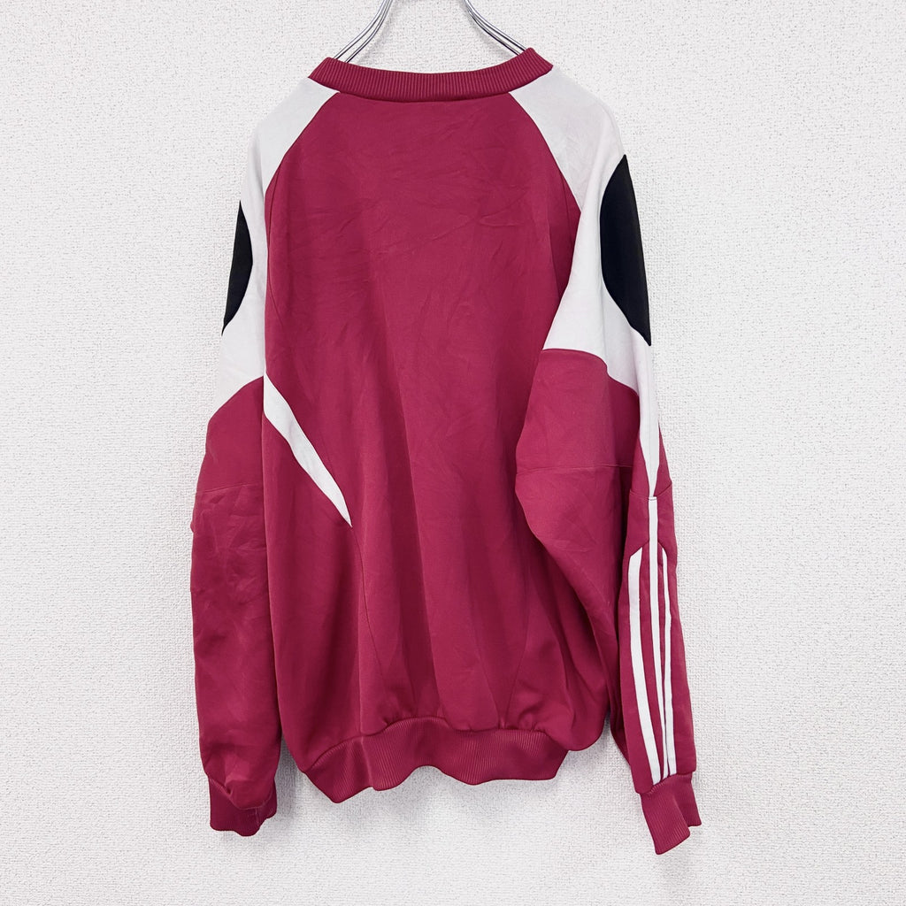 90s　adidas　アディダス　スウェット/トレーナー　刺繍ロゴ　ヴィンテージ　赤　レッド　F192サイズ