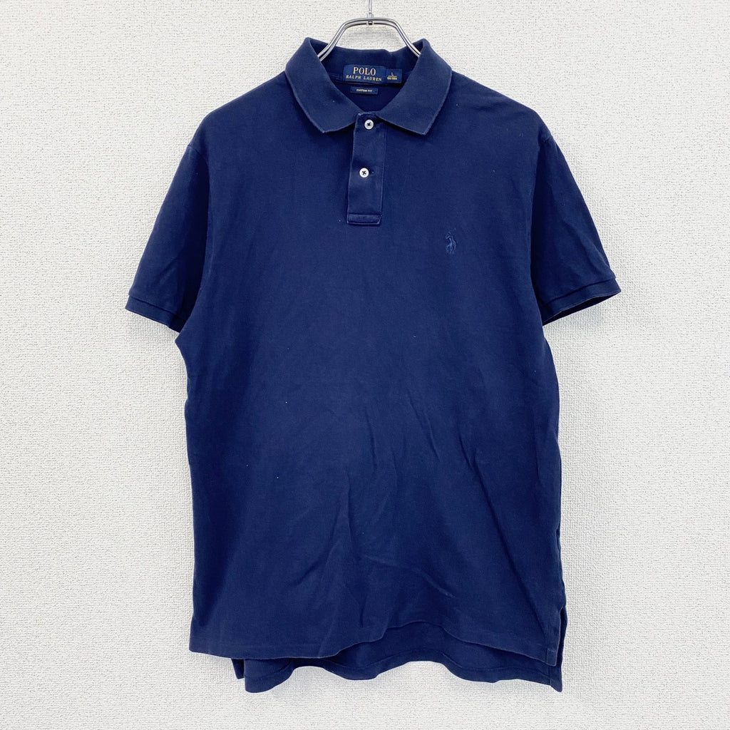POLO RALPH LAUREN　ポロラルフローレン　半袖ポロシャツ　刺繡ロゴ　紺　ネイビー　Lサイズ