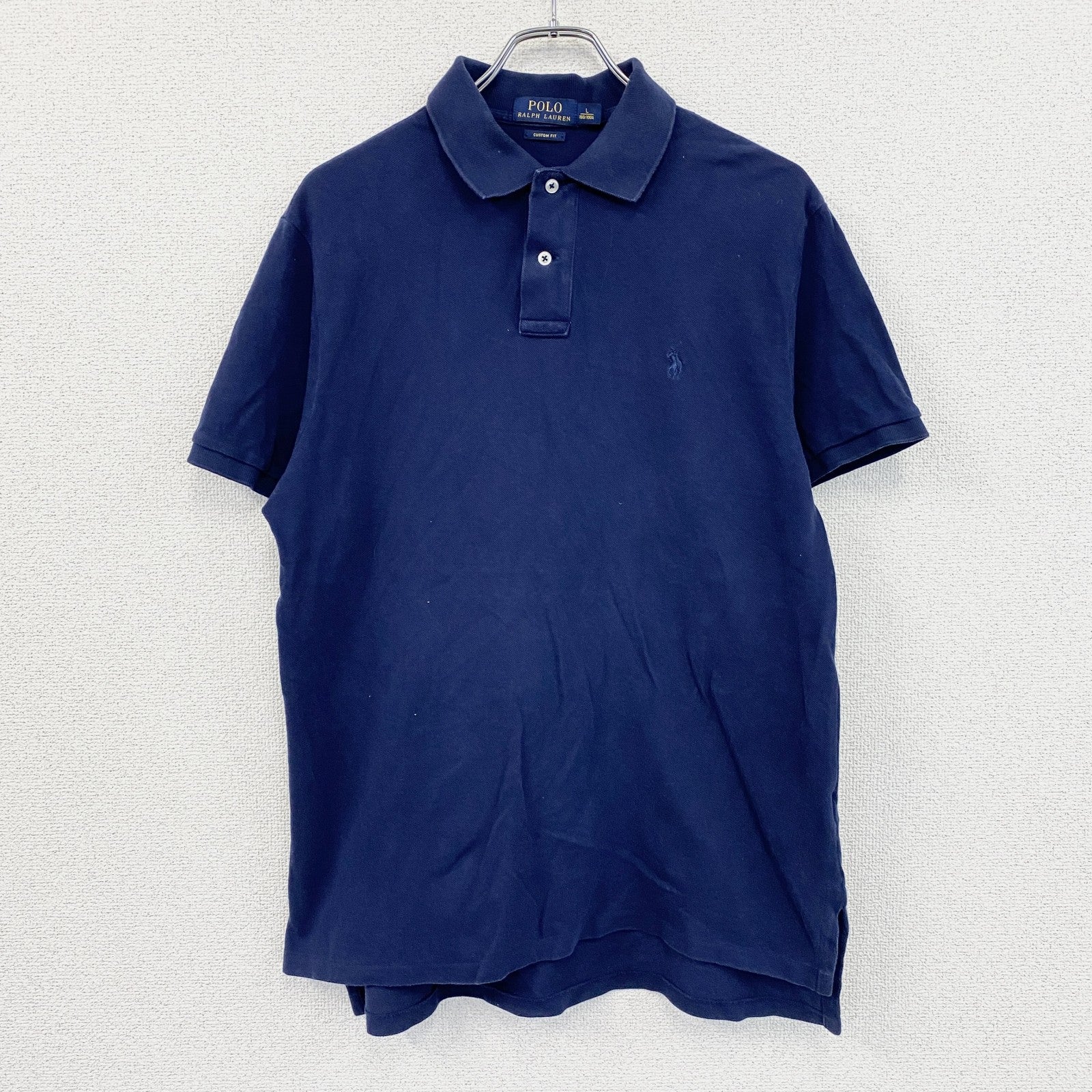 POLO RALPH LAUREN　ポロラルフローレン　半袖ポロシャツ　刺繡ロゴ　紺　ネイビー　Lサイズ