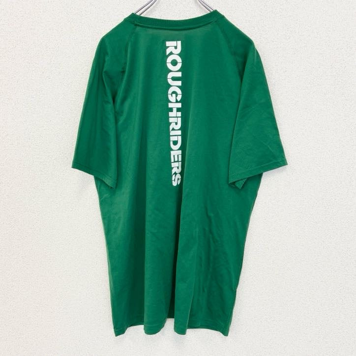 古着 used　adidas　アディダス　半袖フットボールプリントTシャツ　サスカチュワン ラフライダーズ　カナダ　緑　XLサイズ