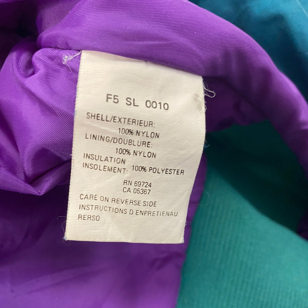 ～90s　Columbia　コロンビア　オールインワン/つなぎ　スキーウェア　ターコイズブルー　パープル　XLサイズ