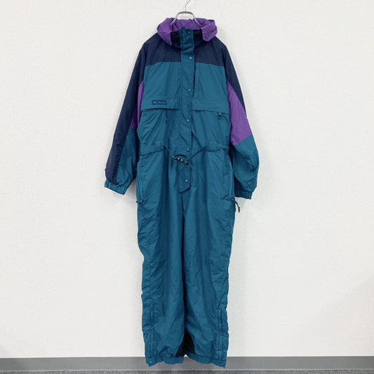 ～90s　Columbia　コロンビア　オールインワン/つなぎ　スキーウェア　ターコイズブルー　パープル　XLサイズ