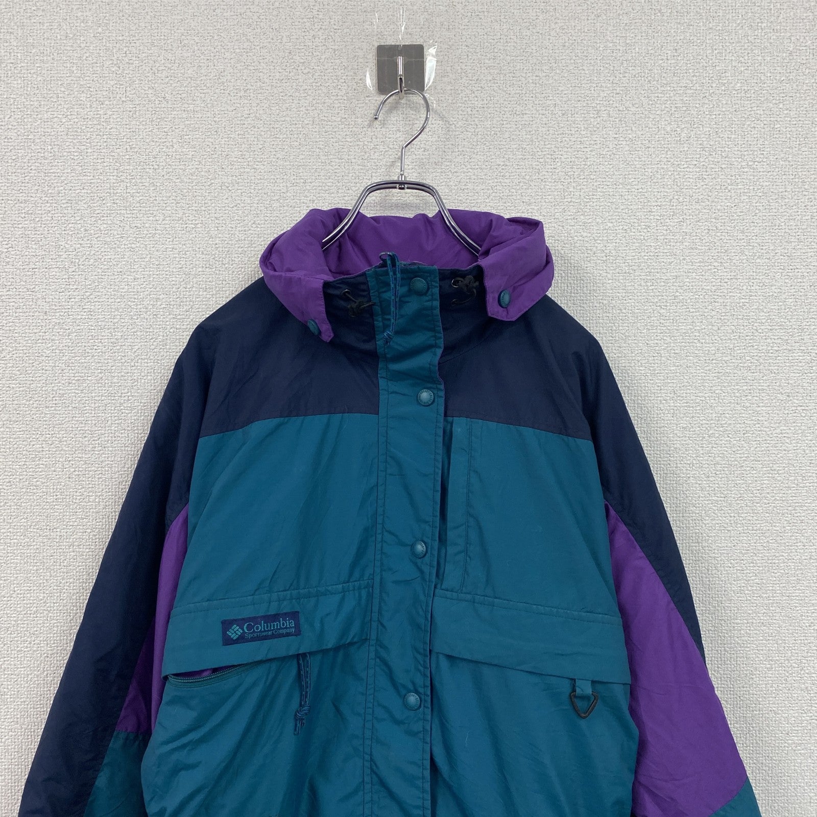 ～90s　Columbia　コロンビア　オールインワン/つなぎ　スキーウェア　ターコイズブルー　パープル　XLサイズ