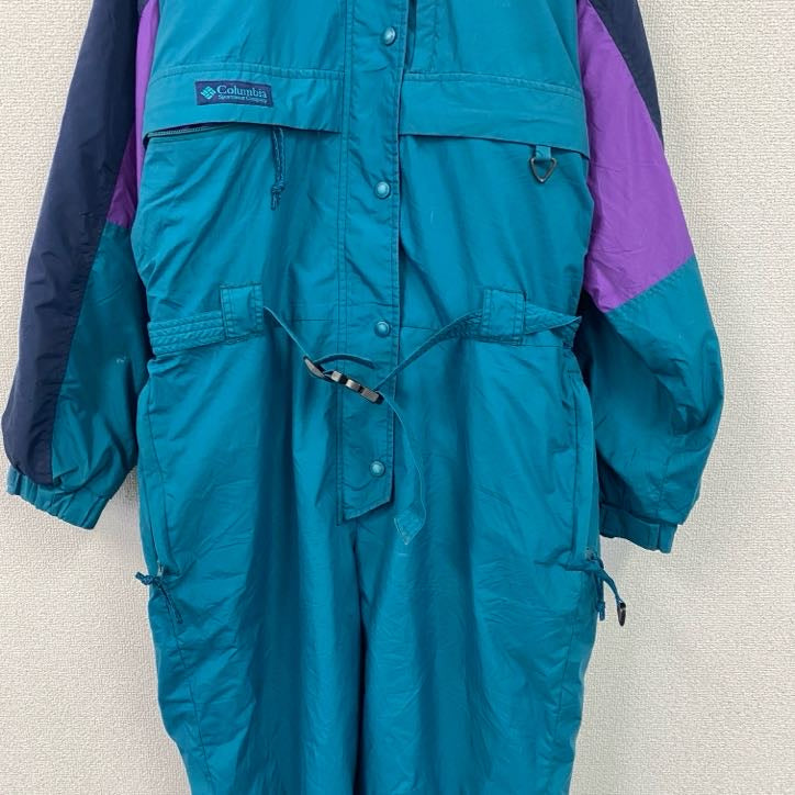 ～90s　Columbia　コロンビア　オールインワン/つなぎ　スキーウェア　ターコイズブルー　パープル　XLサイズ