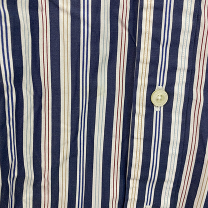 NAUTICA　ノーティカ　SANDED POPLIN　長袖ボタンダウンシャツ　ストライプ　マルチカラー　紺　ネイビー　Mサイズ