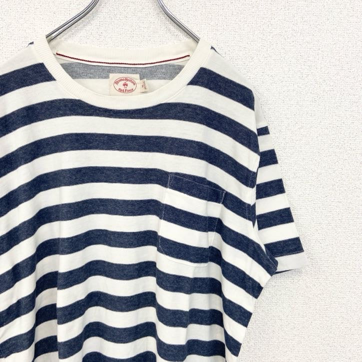 古着 used　BROOKS BROTHERS ブルックスブラザーズ　半袖ボーダー柄Tシャツ　クルーネック　XLサイズ