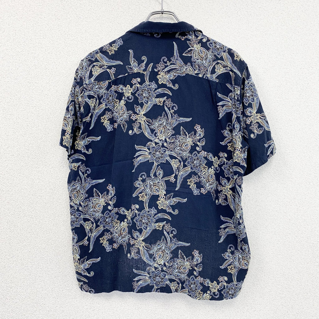 reyn Spooner　レインスプーナー　半袖開襟シャツ　アロハシャツ　紺　ネイビー　Lサイズ　
