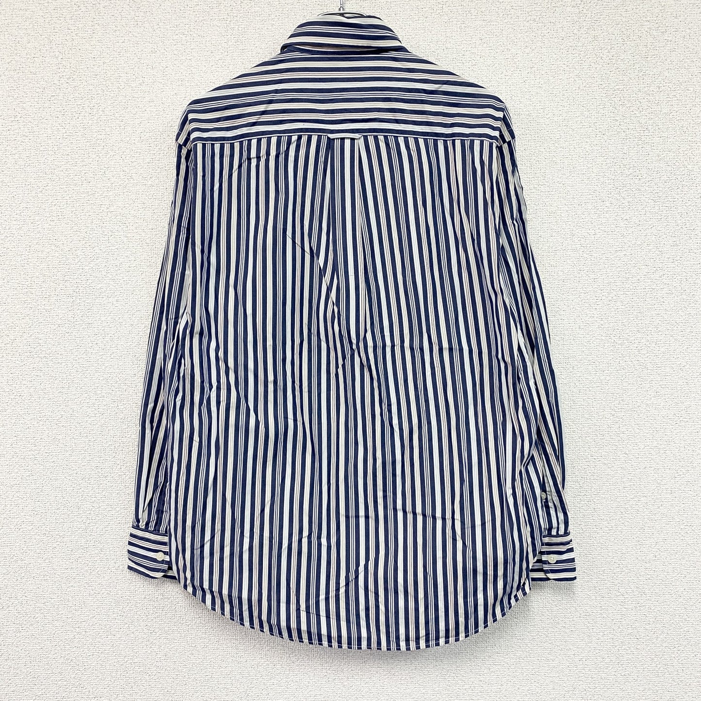 NAUTICA　ノーティカ　SANDED POPLIN　長袖ボタンダウンシャツ　ストライプ　マルチカラー　紺　ネイビー　Mサイズ