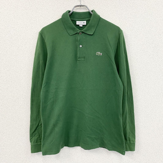 LACOSTE　ラコステ　長袖ポロシャツ　刺繍ロゴ　緑　グリーン　Mサイズ