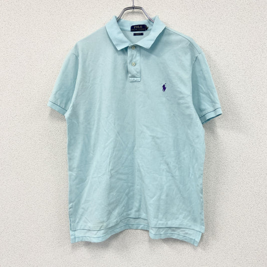 Polo Ralph Lauren　ラルフローレン　半袖ポロシャツ　刺繡ロゴ　青　ブルー