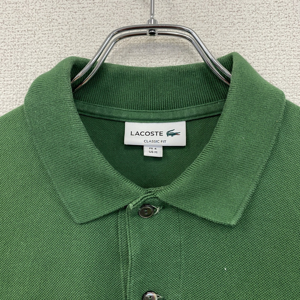 LACOSTE　ラコステ　長袖ポロシャツ　刺繍ロゴ　緑　グリーン　Mサイズ