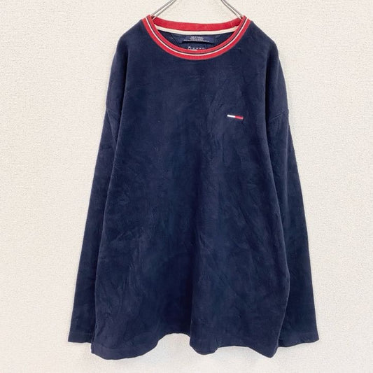 90s　TOMMY JEANS　トミージーンズ　フリースプルオーバー　ヴィンテージ　紺　ネイビー　2XLサイズ