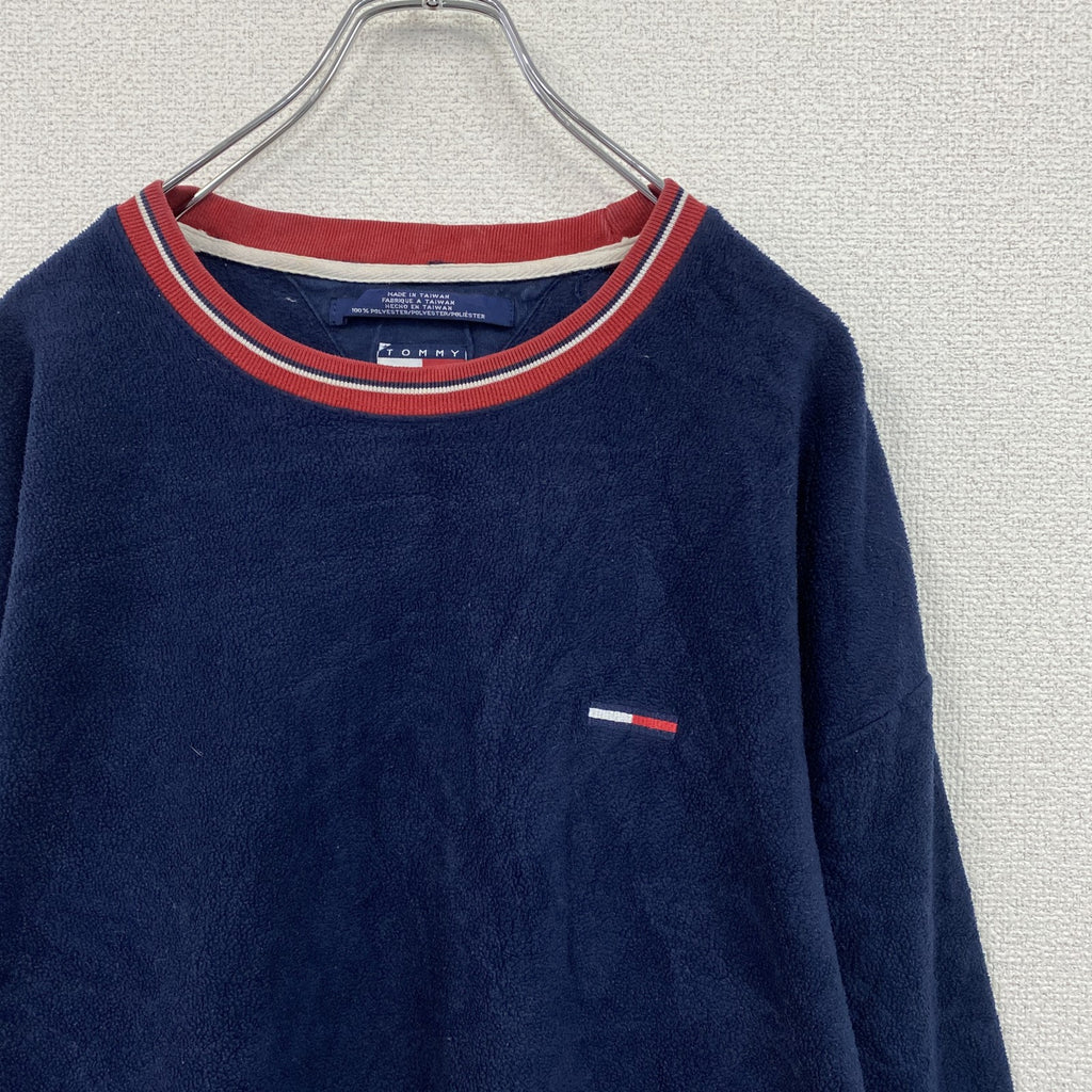 90s　TOMMY JEANS　トミージーンズ　フリースプルオーバー　ヴィンテージ　紺　ネイビー　2XLサイズ