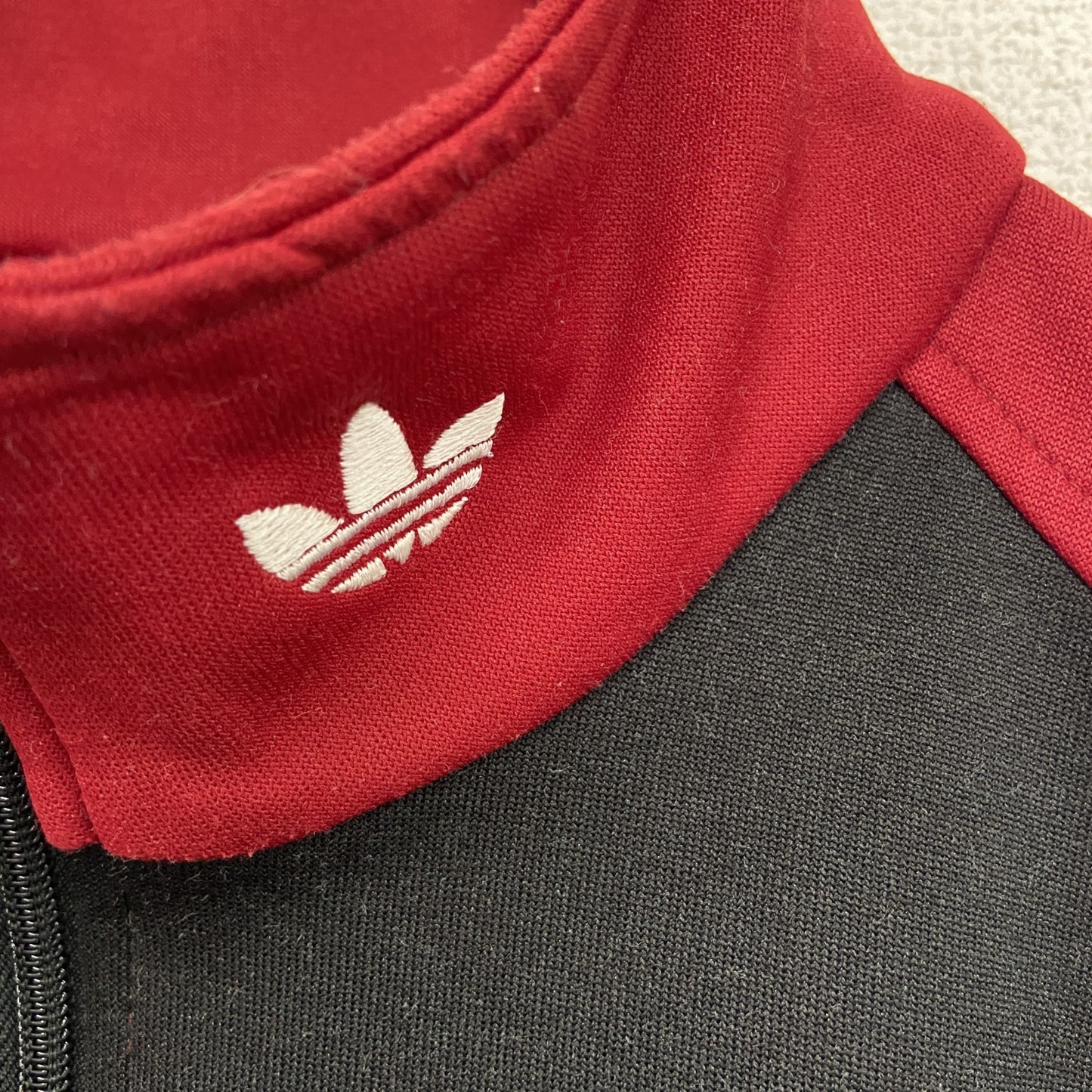 ～90s　adidas　アディダス　トラックジャケット/ジャージ　フロッキープリント　赤　レッド　Mサイズ