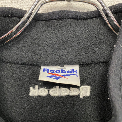 Reebok　リーボック　フルジップフリースベスト/ボアベスト　刺繍ロゴ　3つポケット　黒　ブラック　Mサイズ