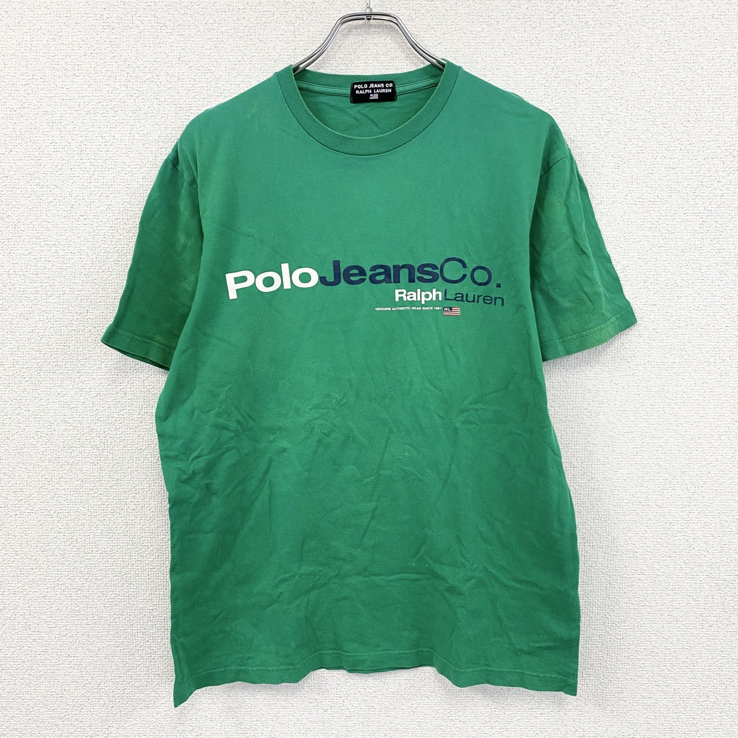 ～00s　POLO JEANS CO.　ポロジーンズ　半袖プリントTシャツ　デカロゴ　ヴィンテージ　緑　グリーン　