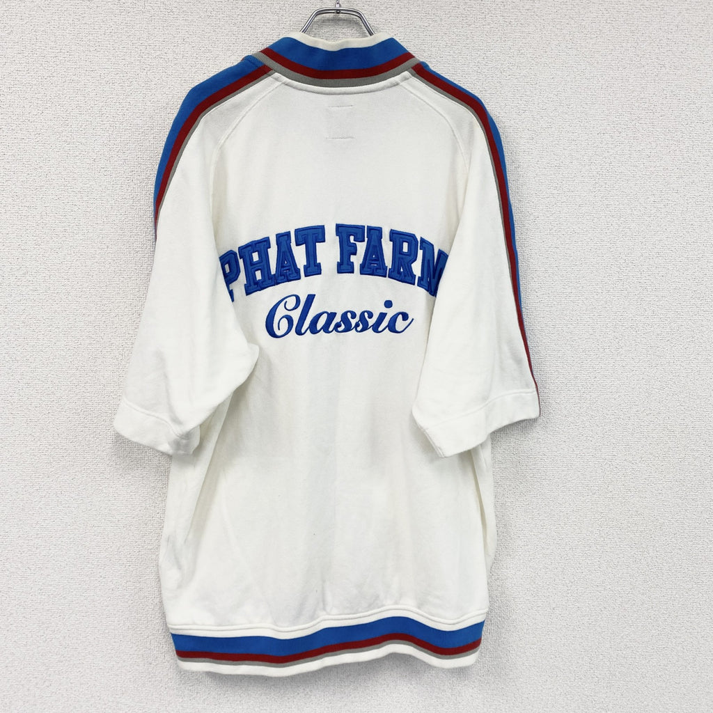 90s～　PHAT FARM　ファットファーム　半袖トラックジャケット/ジャージ　白　ホワイト　2XLサイズ
