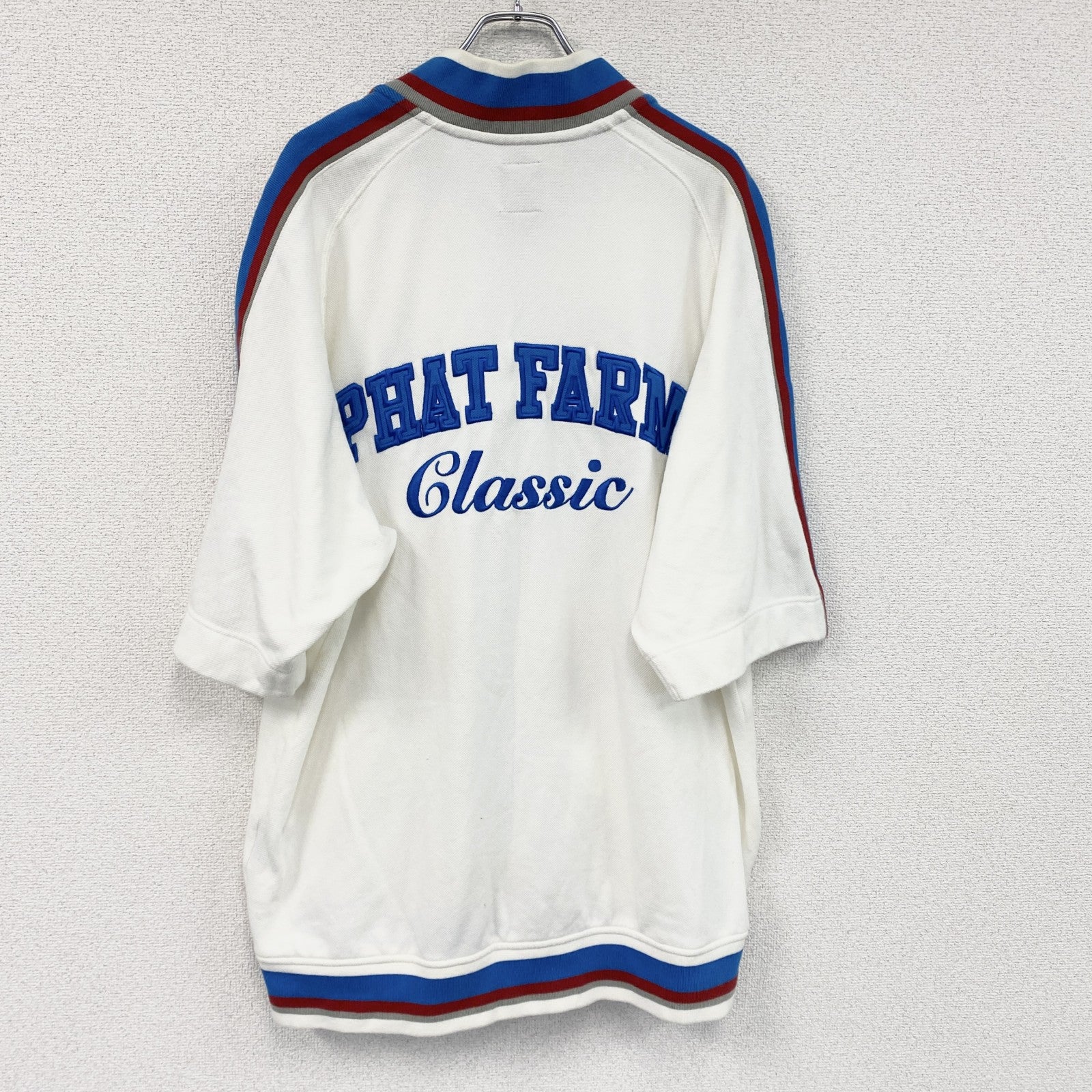 90s～　PHAT FARM　ファットファーム　半袖トラックジャケット/ジャージ　白　ホワイト　2XLサイズ