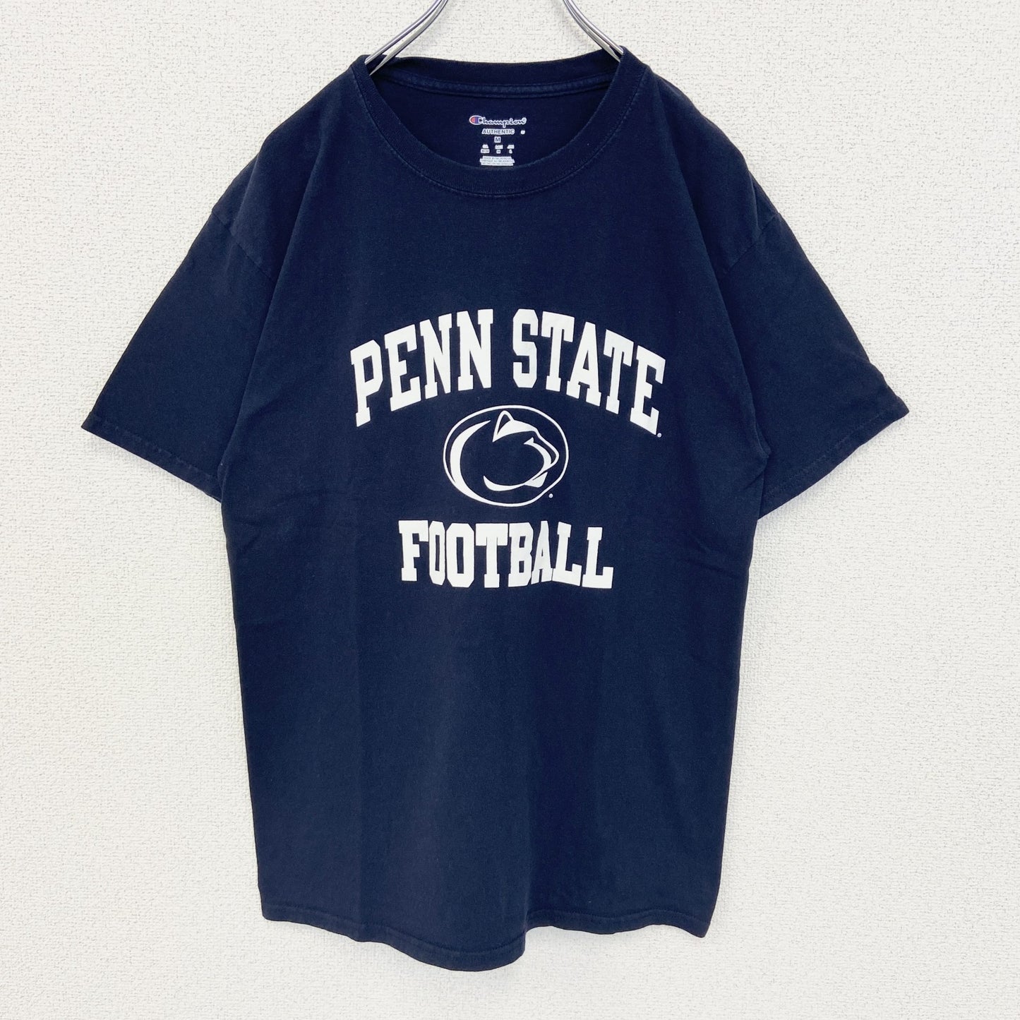古着 used　champion チャンピオン　半袖カレッジプリントTシャツ　ペンシルベニア州立大学　ネイビー　紺　Mサイズ